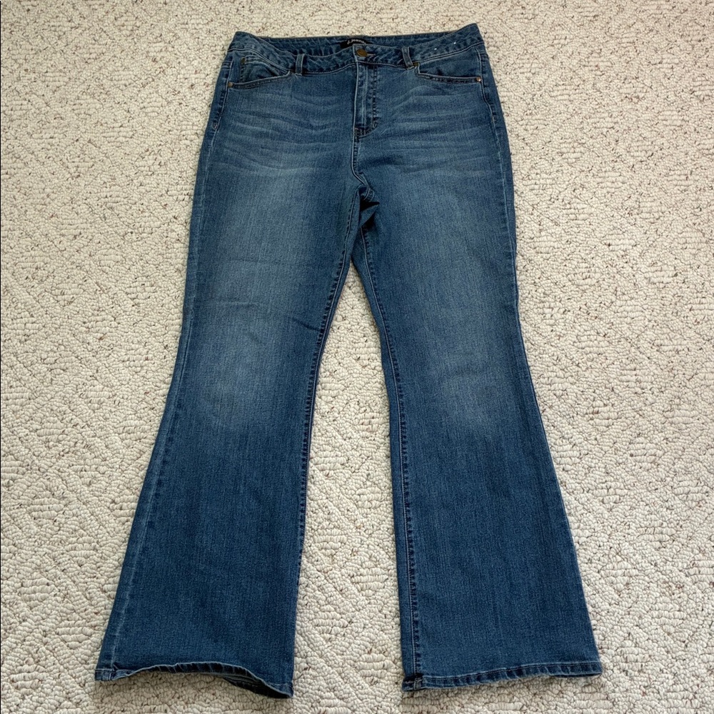 D.jeans High Rise Dark Wash Flare Bootcut Blue Denim Jeans